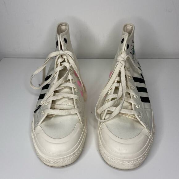 Adidas Nizza Hi RF André Saraiva The World Needs Love Cream Sneakers 11.5 - Picture 6 of 7